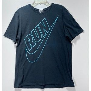 Nike Run Adult T-Shirt Size L Black Athletic Cut Logo Running Workout Sporty